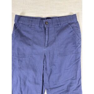 Gap Womens Blue Utility Jogger Pants Size L High Rise Patch Pocket Fatigue
